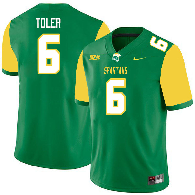 Men-Youth #6 Justin Toler Norfolk State Spartans 2023 College Football Jerseys Stitched-Green